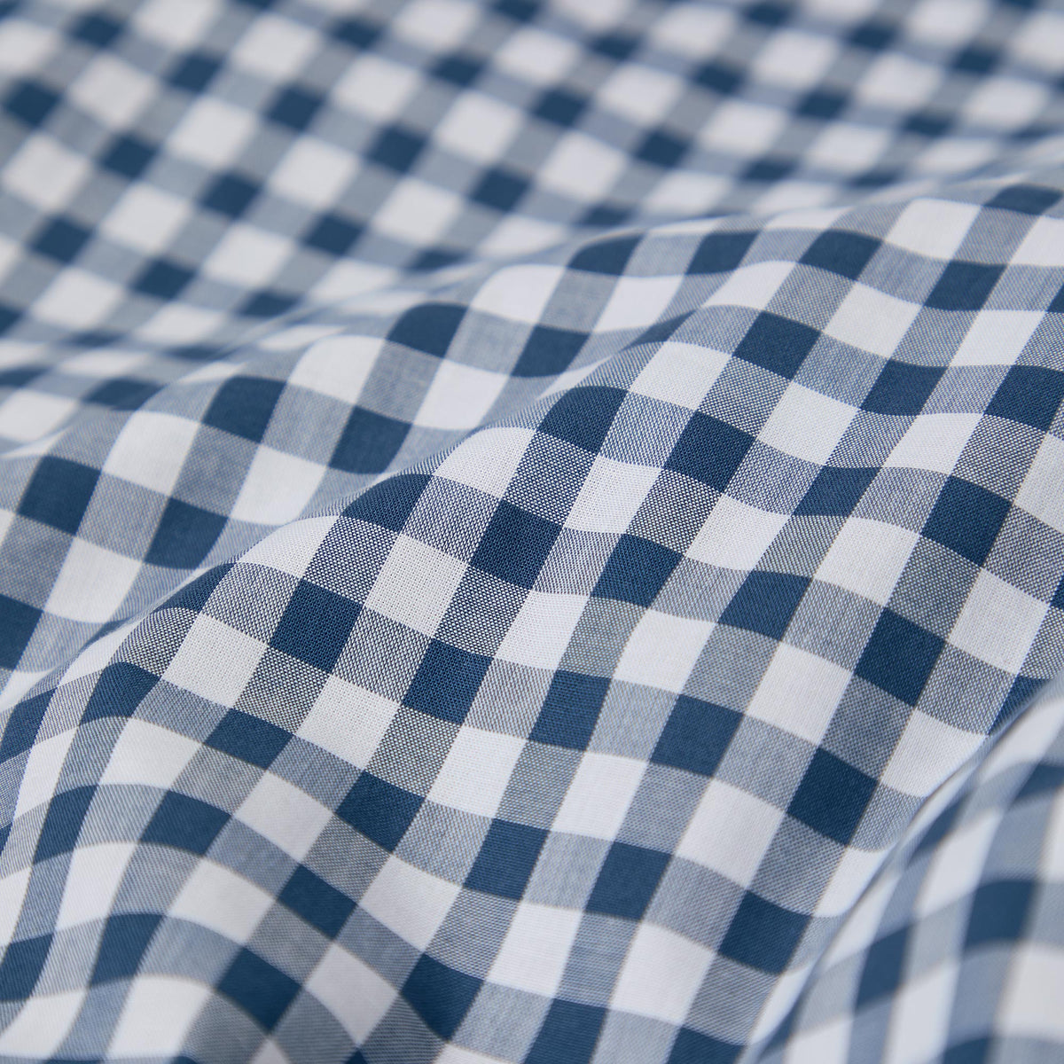 Indigo Small Gingham Cotton Flat Sheet