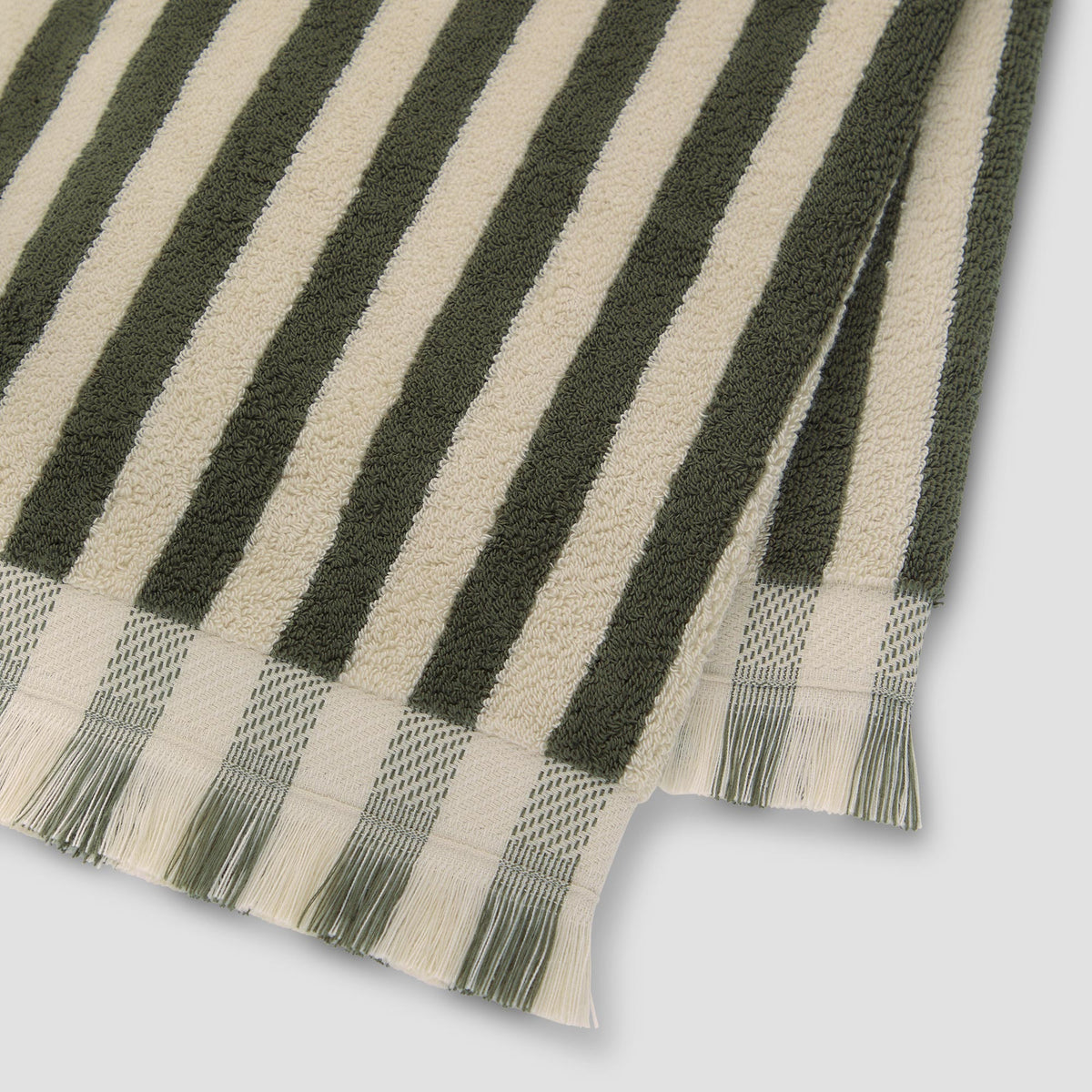 Olive Green Pembroke Stripe Cotton Towels
