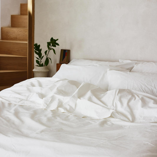 White Washed Cotton Percale Duvet Cover