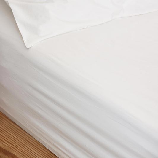White Washed Cotton Percale Fitted Sheet